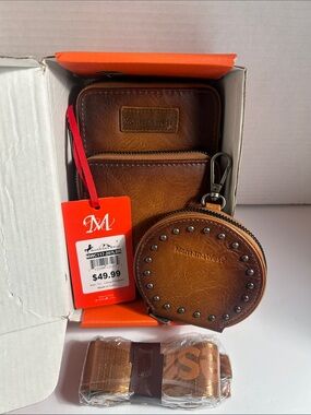 Montana West Brown Leather Crossbody with Round Coin Pouch